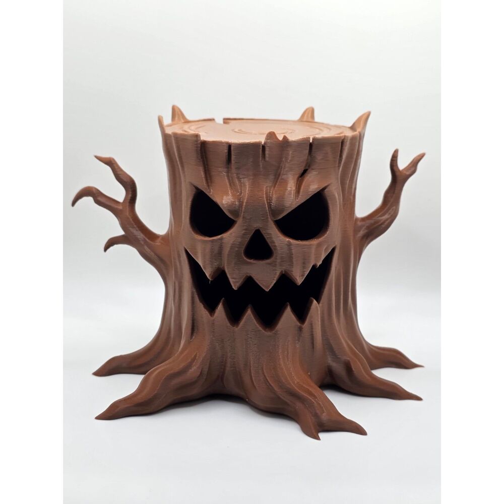 5.5-Inch Spooky Tree Stump Candle Holder & Display Stand (4-Inch Top Base)